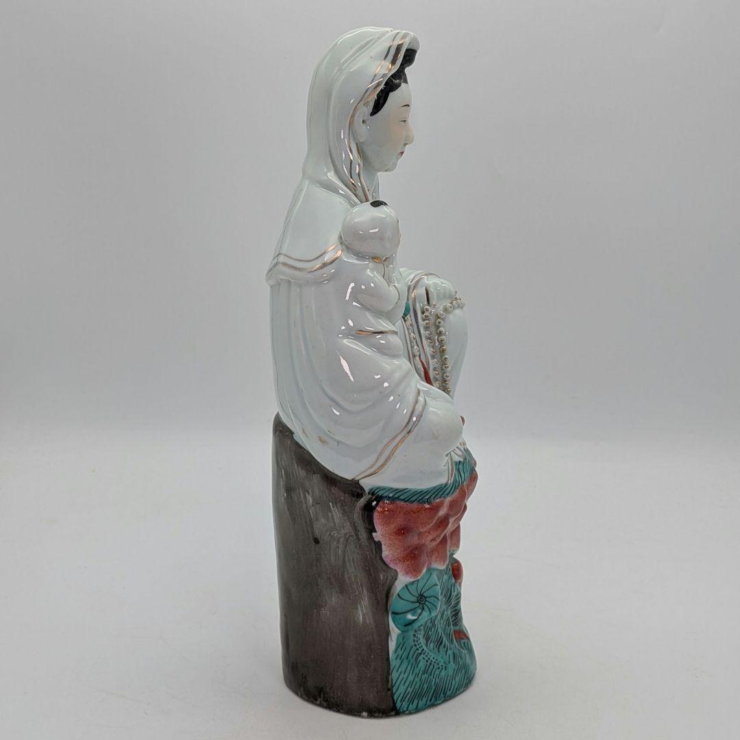 中国九江人形 子安観音菩薩像 観世音菩薩 龍上観音 仏教 仏像 景徳鎮