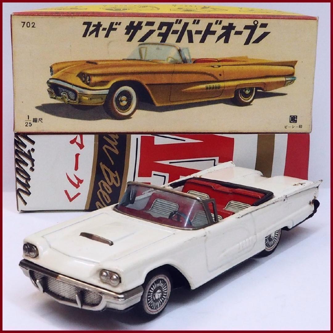 萬代屋【フォード サンダーバード オープン白】ブリキ tin car 箱はコピー
