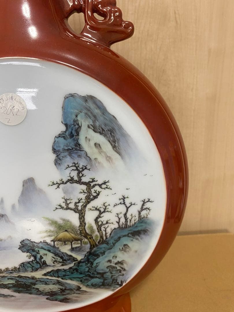 中国　景徳鎮製　鄒國鈞作？抱月瓶(一箇所彩剥がれがあり)引越しのため　売り尽くす