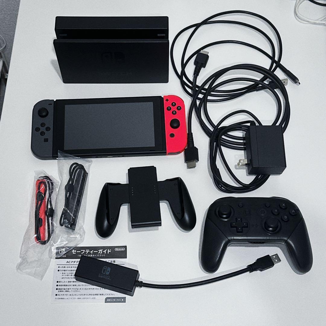 【美品】Nintendo Switch 本体（グレー×ネオンピンク）おまけ付き