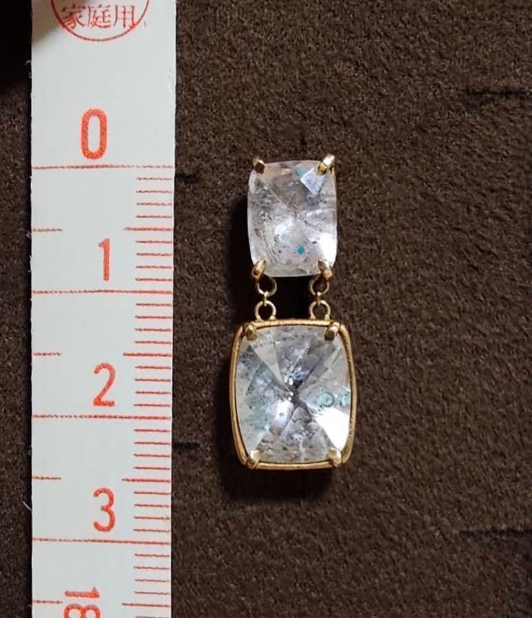 agete k10 ピンクゴールド クリアストーン ピアス