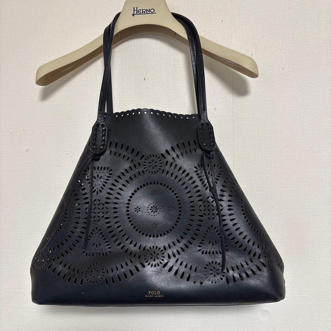 POLO ラルフローレン ブラック レザーバッグ