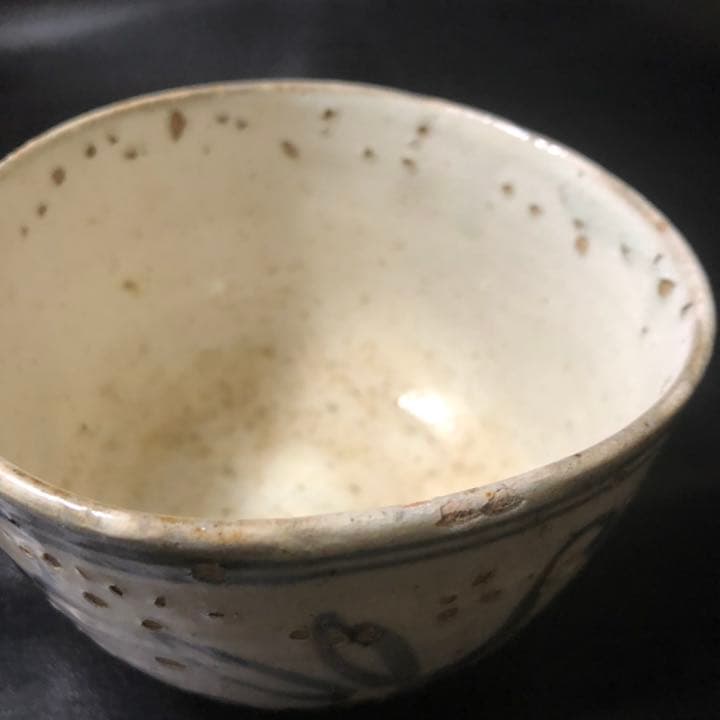 蔵からかなり古そうなトンボの絵付けの陶器が出てきた。茶道具、抹茶茶碗？　古美術品