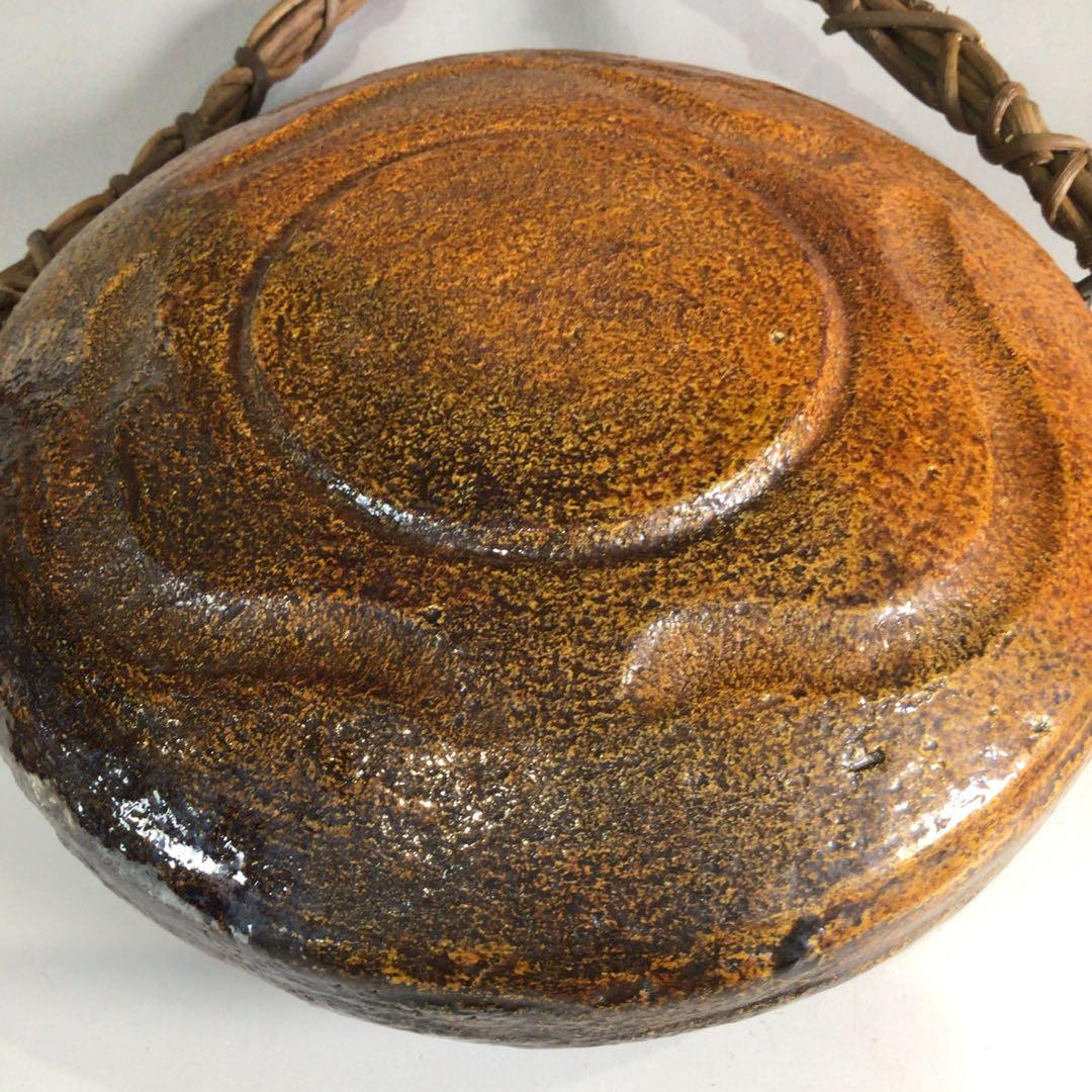 Ｐ２９６　花生　『大樋焼』『長阿弥窯　大樋研仁造』『銅鑼形花入』　共箱　花器