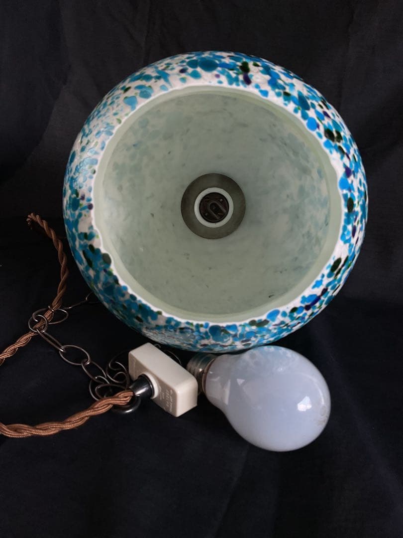 1960年代ヤマギワ・オリジナル「エッグ型ペンダントランプ」スターダストブルー