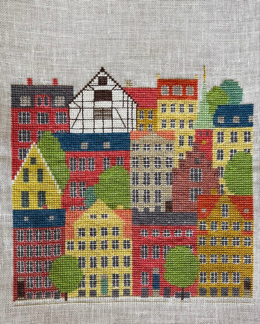 フレメクロスステッチ完成品　街並み