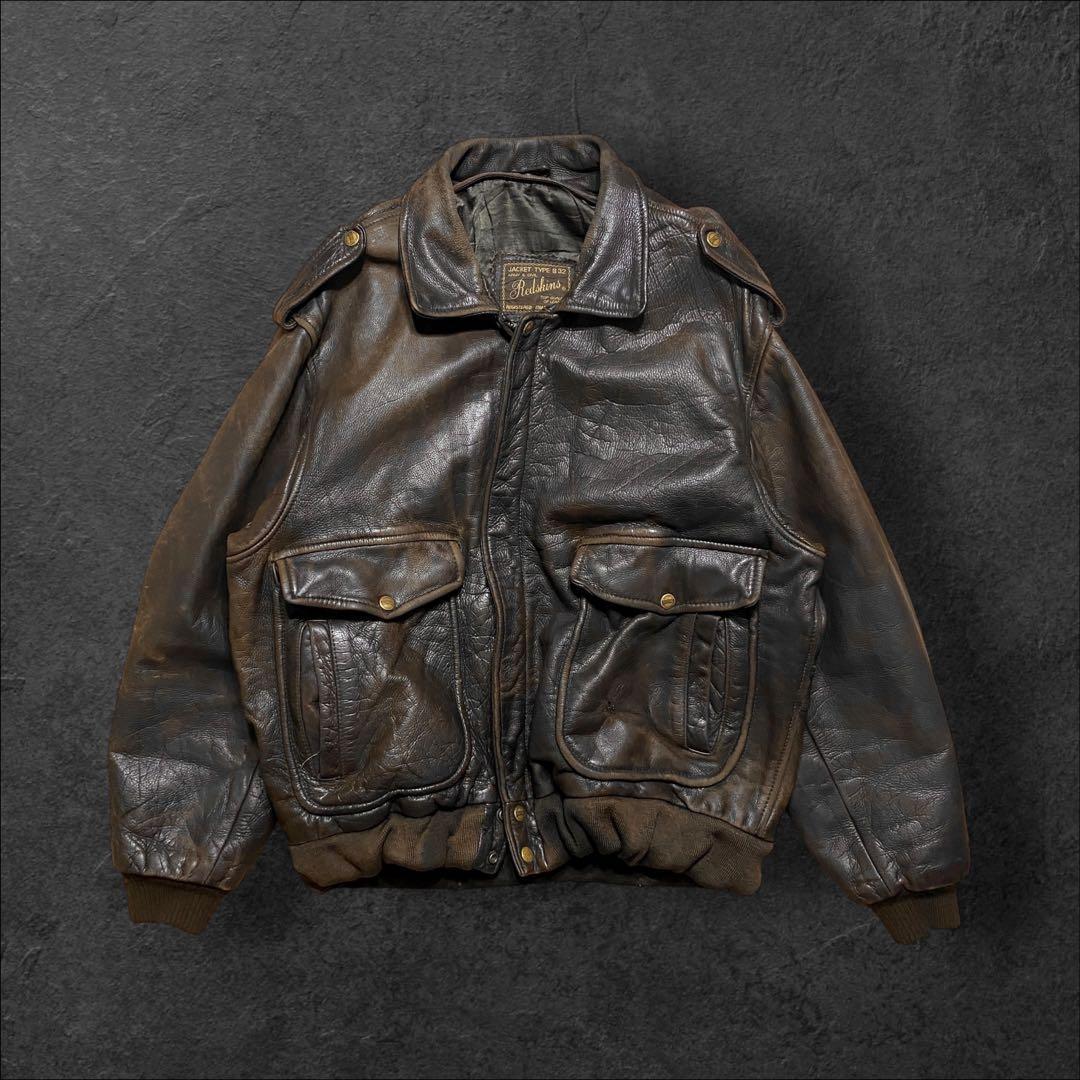 ヒロA2レザージャケットブラウンボンバージャケット短丈フライトヴィンテージ