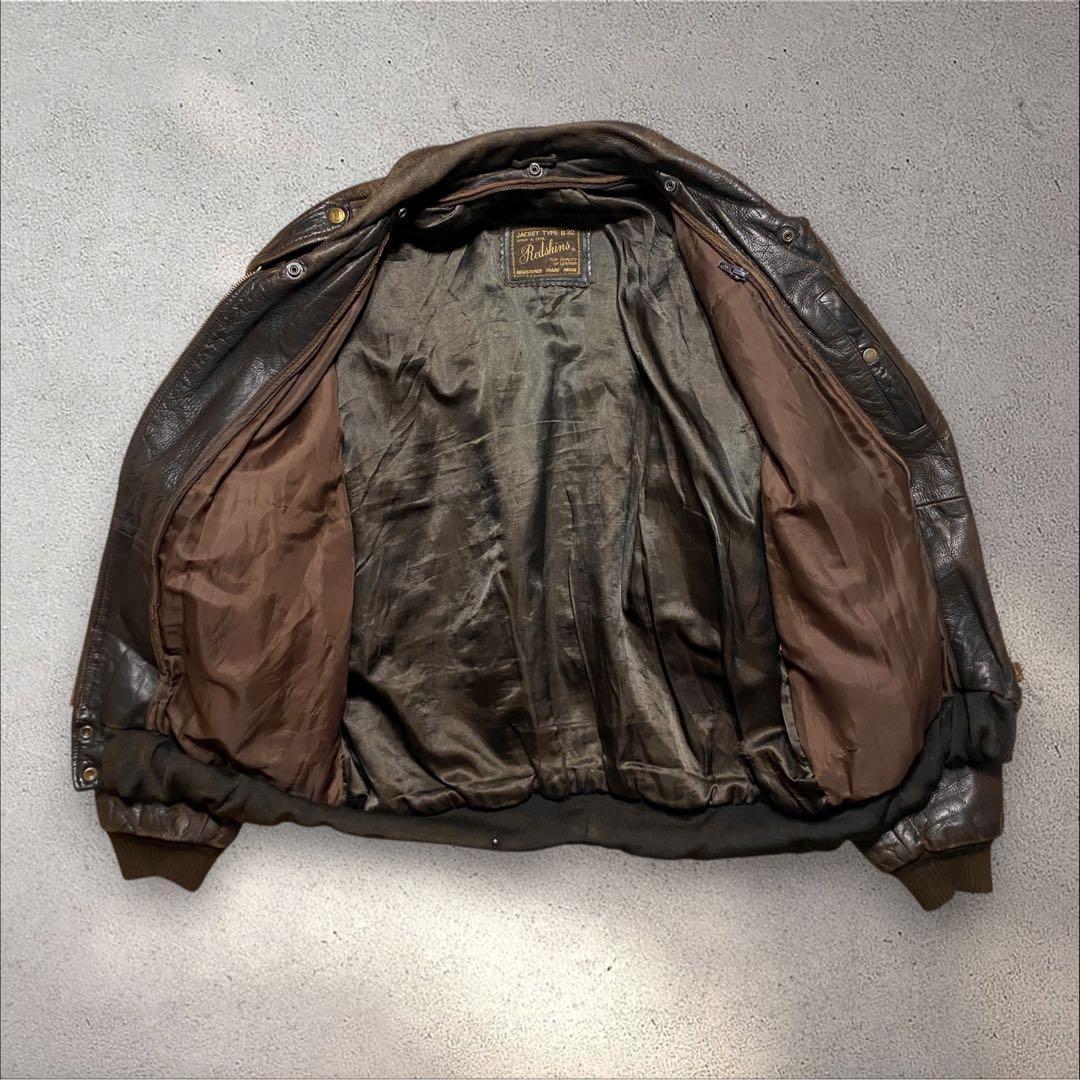 ヒロA2レザージャケットブラウンボンバージャケット短丈フライトヴィンテージ