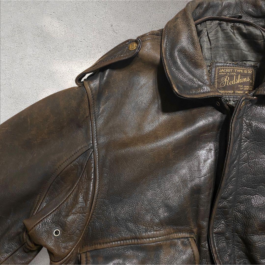 ヒロA2レザージャケットブラウンボンバージャケット短丈フライトヴィンテージ