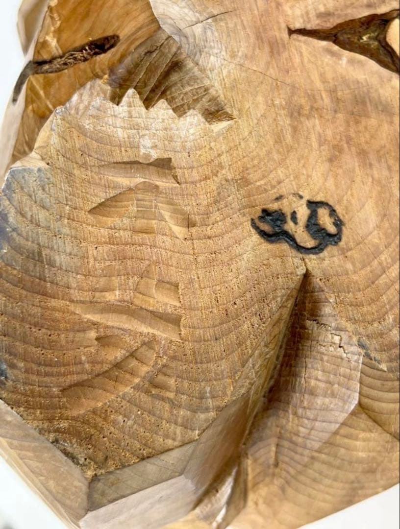 【引間二郎】　面彫りクマ　木彫り熊　やくも印あり