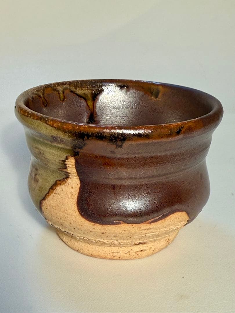 河本五郎　灰釉ぐい呑　共箱、共布、栞