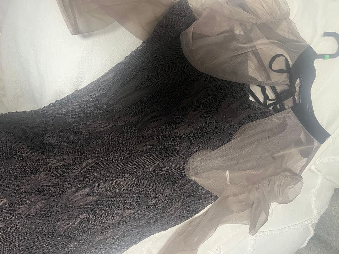 ダークブラウン パーティードレス シースルー