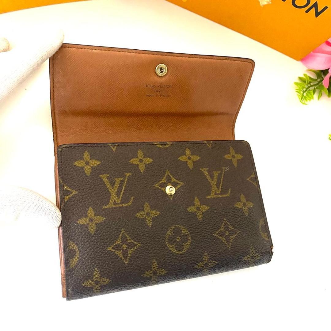ルイ ヴィトン◎ポルトトレゾール エテュイパピエ モノグラム 三つ折り財布 茶色