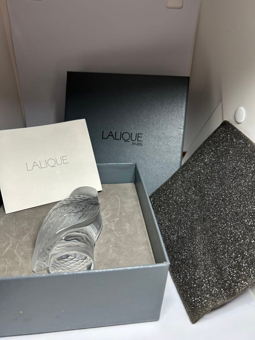 LALIQUE ラリック フクロウ クリスタル 置物 箱・冊子付き　ルネラリック