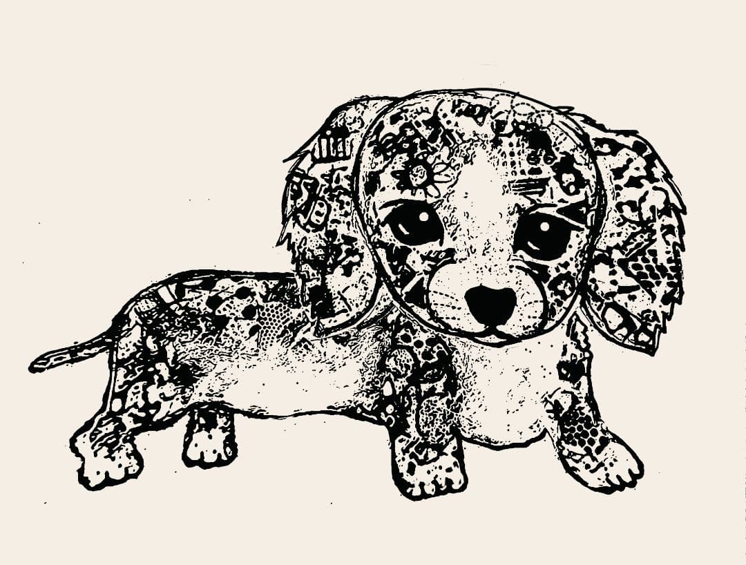 ご依頼参考作品の下図　ダックスフント