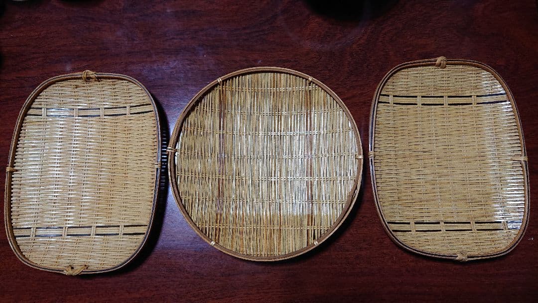 竹細工 角形と丸形