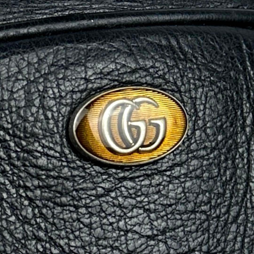 【美品】グッチ　バスケットボール　シェイプ　ハンドバッグ　マーモント　レザー　黒