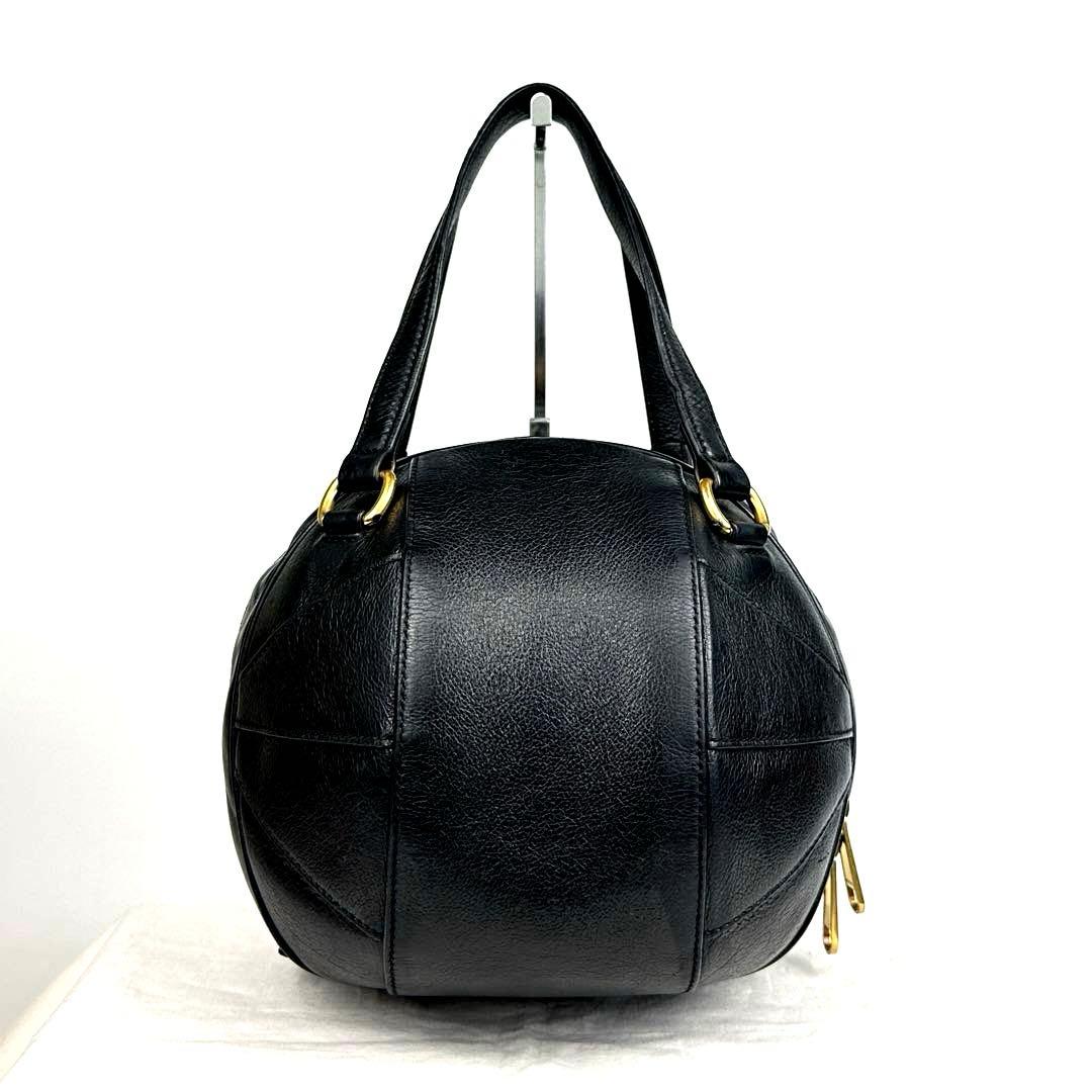 【美品】グッチ　バスケットボール　シェイプ　ハンドバッグ　マーモント　レザー　黒