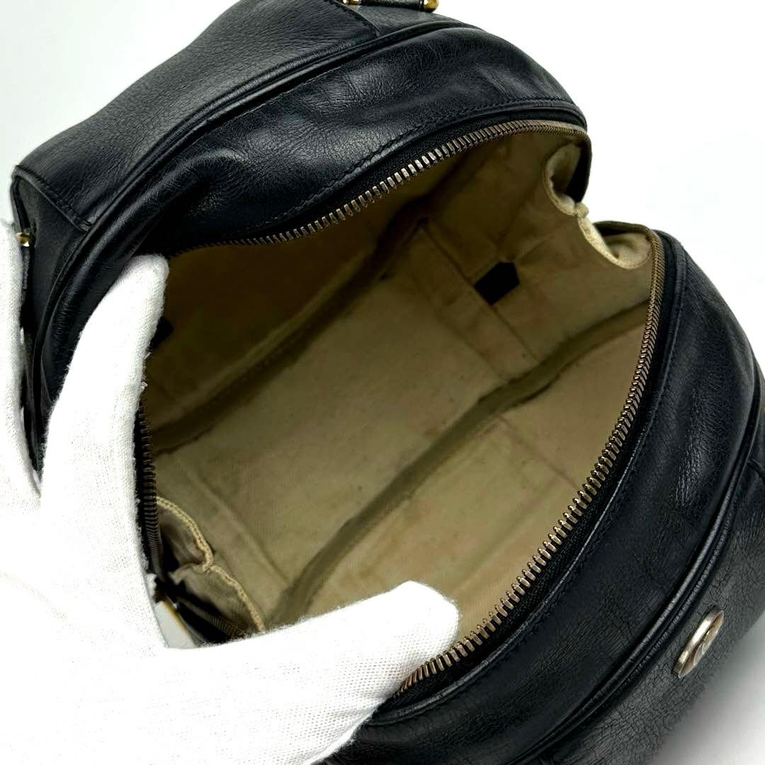 【美品】グッチ　バスケットボール　シェイプ　ハンドバッグ　マーモント　レザー　黒