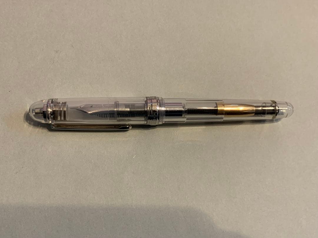 プラチナ３７７６　クリア 万年筆 金メッキペン先