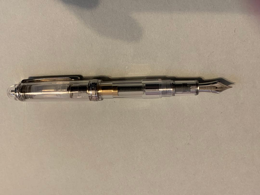 プラチナ３７７６　クリア 万年筆 金メッキペン先