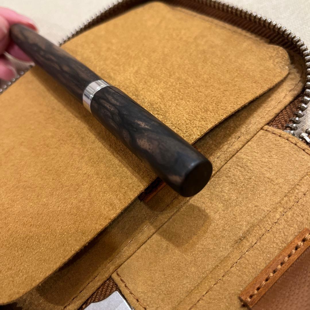 黒柿孔雀杢　極上　万年筆