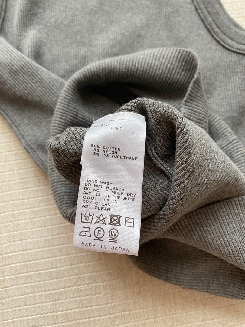 ドゥーズィエムクラス　LOREL RIB タンクトップ　グレー