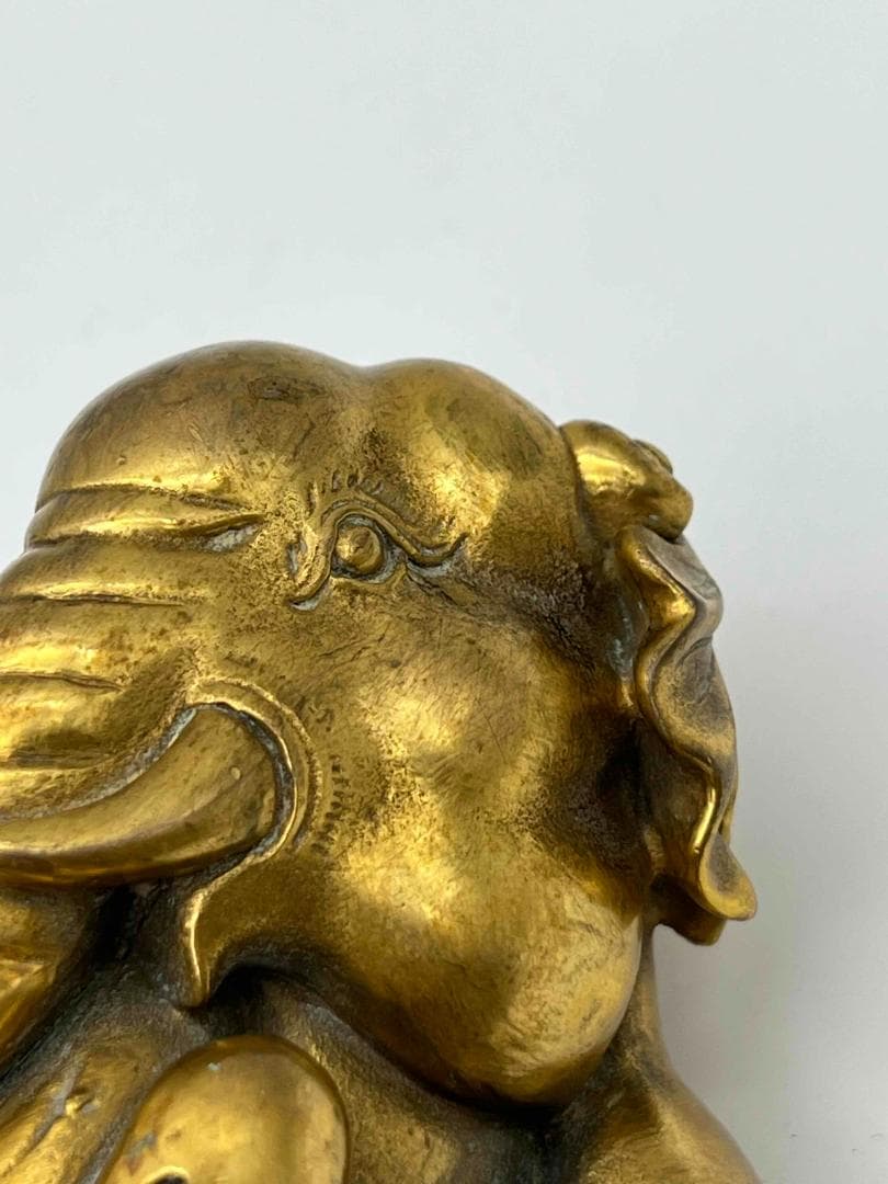 清時代　金銅象雕 鎮紙 文鎮　銅塗金　細密細工　神獣　蒐集家放出(F-80)