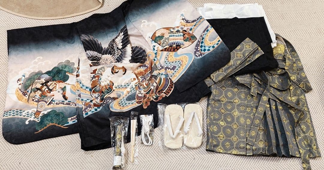 七五三 男の子 5歳 着物 兜と鷹 セット