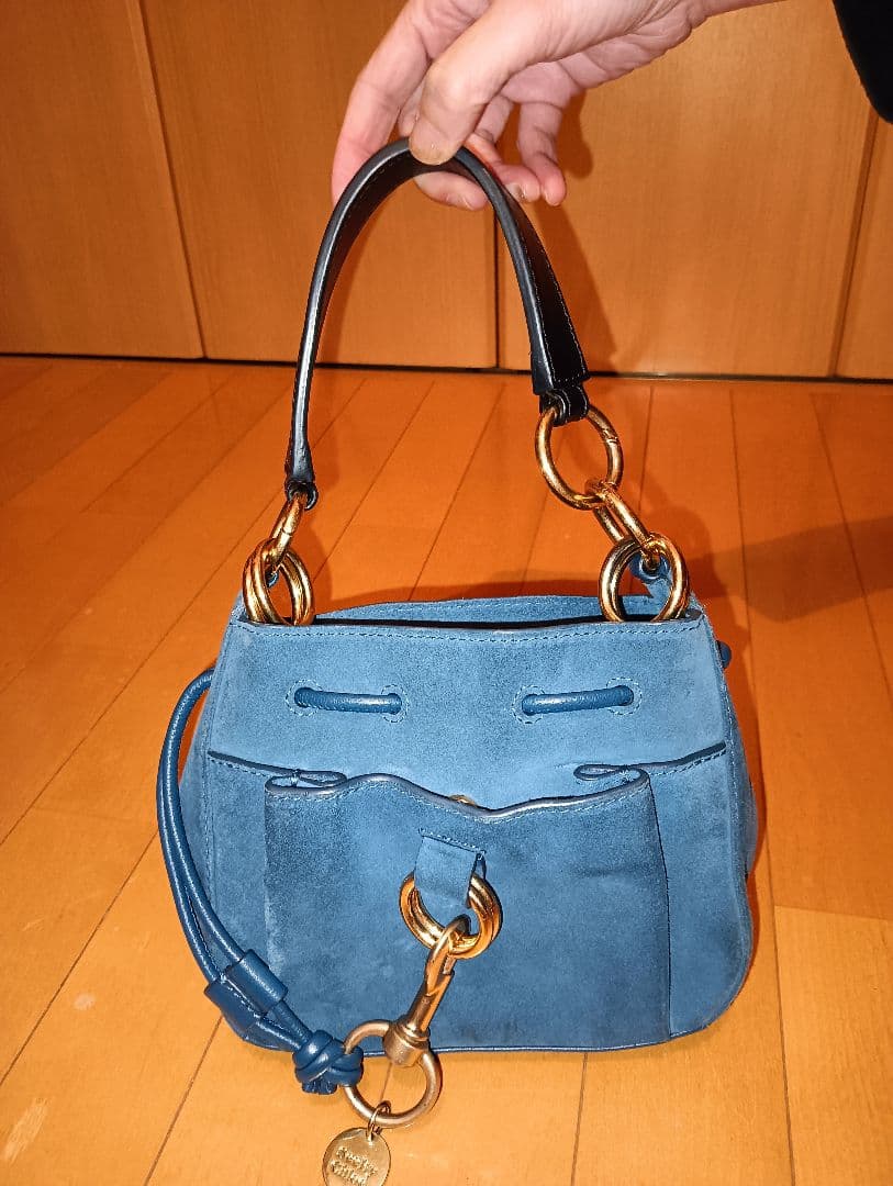 Chloé ネイビーブルー スエード ショルダーバッグ　2way
