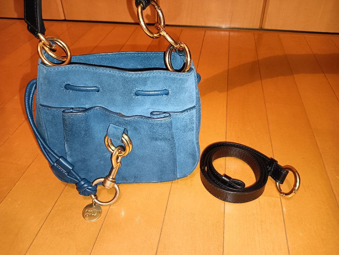 Chloé ネイビーブルー スエード ショルダーバッグ　2way