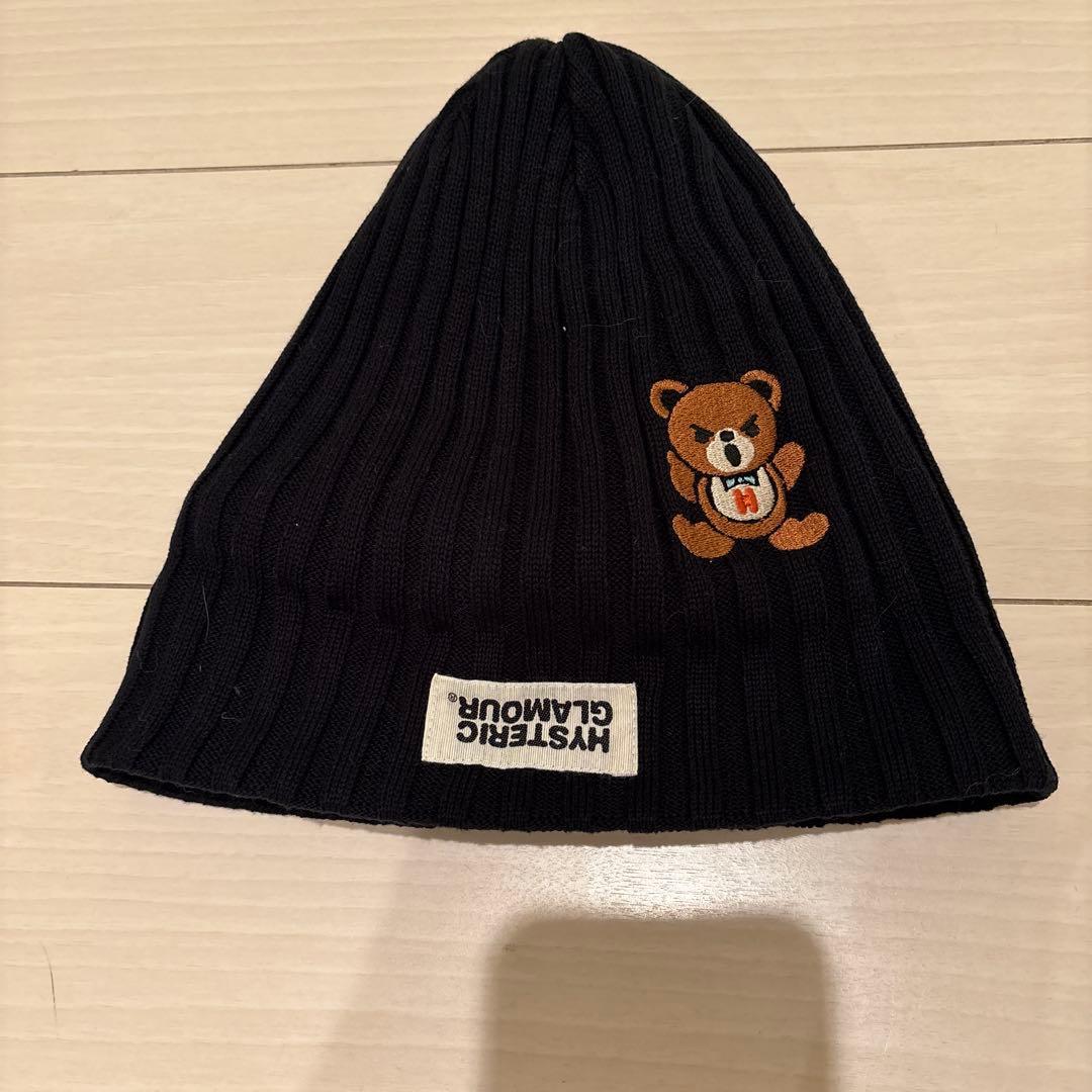 新品ヒステリックグラマー 刺繍の黒ニット帽　ベア