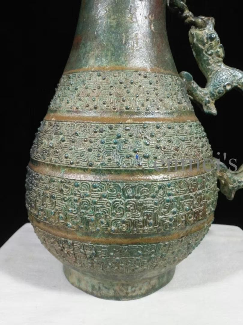 中国古美術 【戦国青銅器 鳥蓋瓠壺】青銅禮器 酒器 唐物 古玩 逸品 金工技術