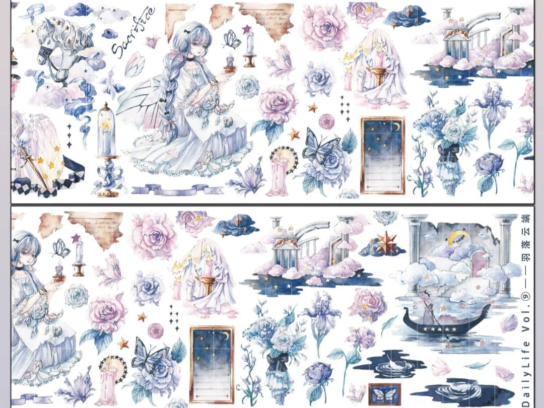 巻売 605★ 海外 マスキングテープ マステ PET 花 装飾 人物 贝壳光