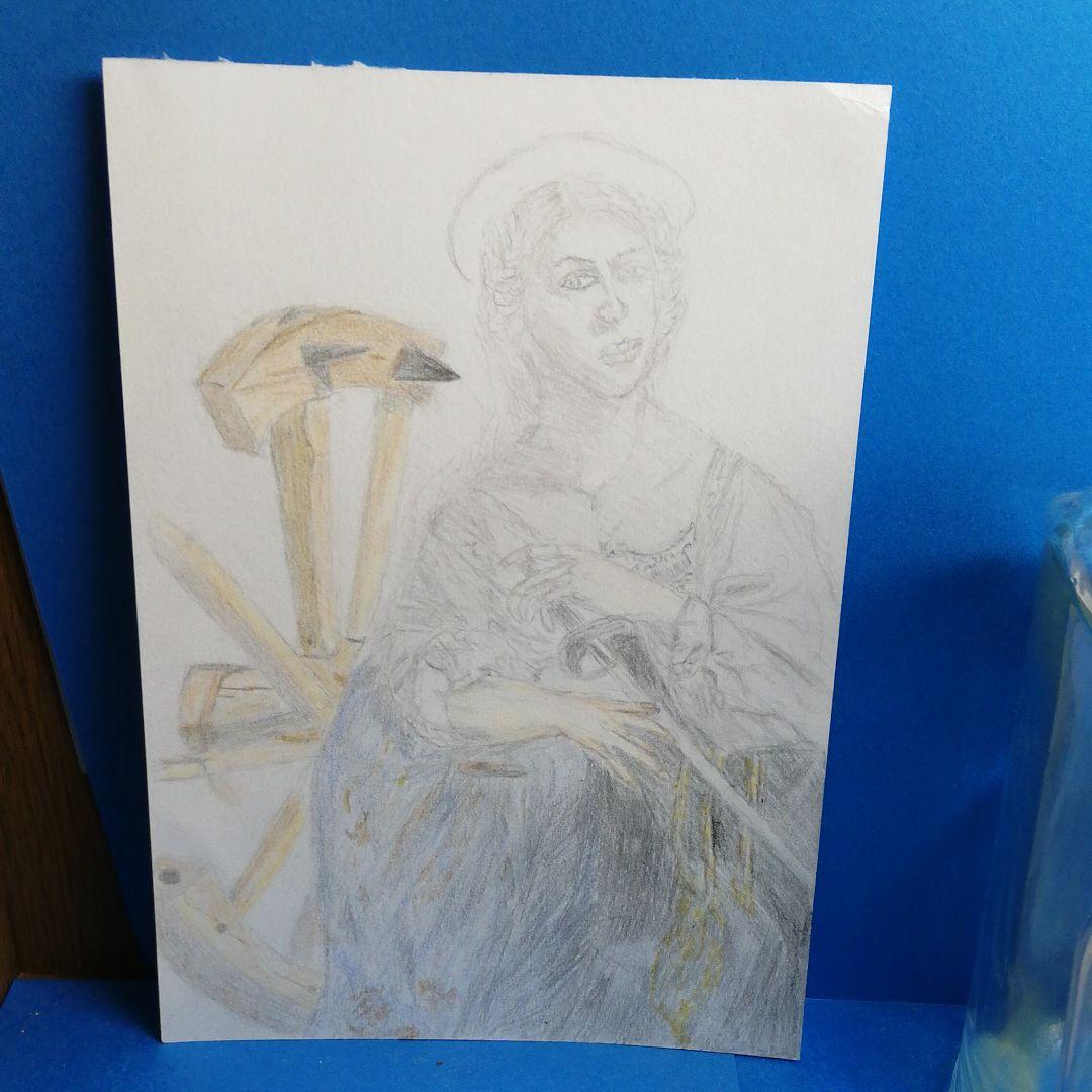 カラヴァッジョの「アレクサンドリアの聖カタリナ」をアレンジ