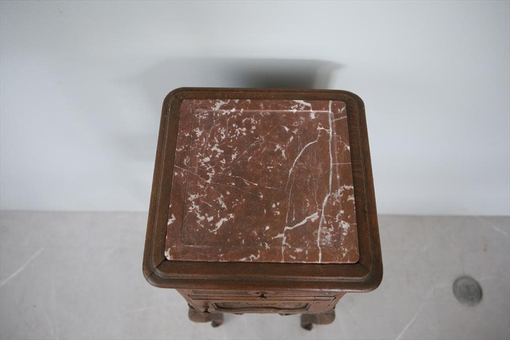 フランスアンティーク大理石キャビネット/ナイトテーブル机/飾り棚(82-132)