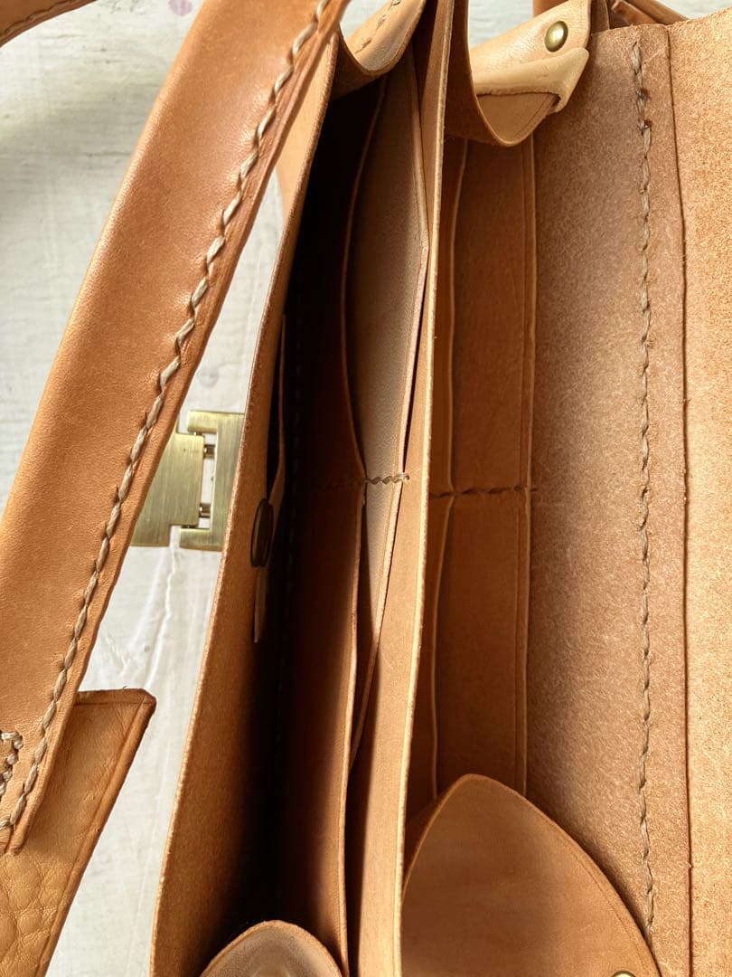 このうえなくナチュラルleather長財布ショルダーアコーディオンポーチ
