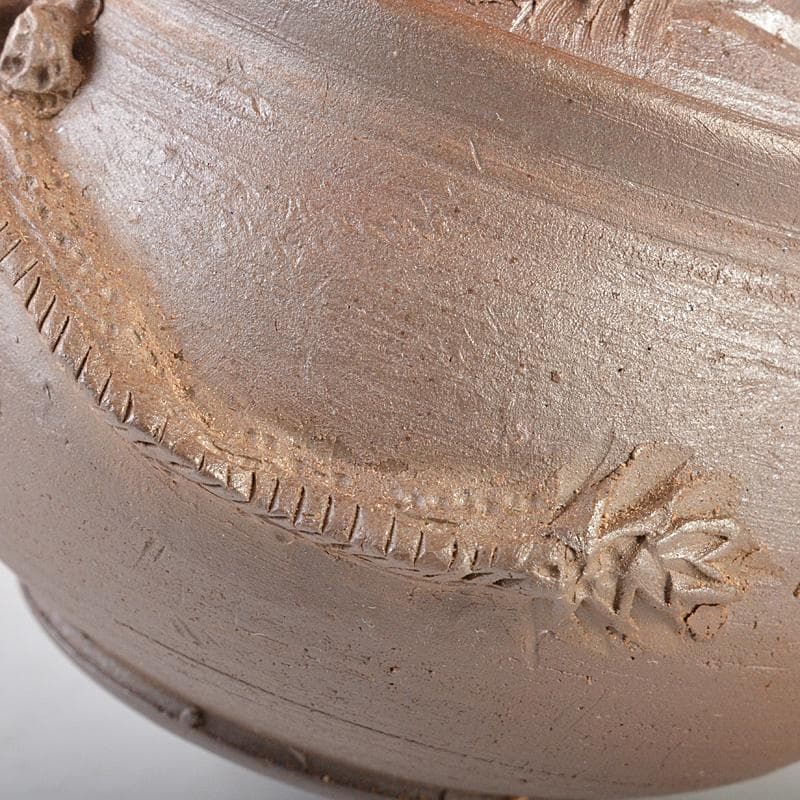 煎茶道具　備前焼　緒方一輝作　宝瓶　共布共箱　M　R7490