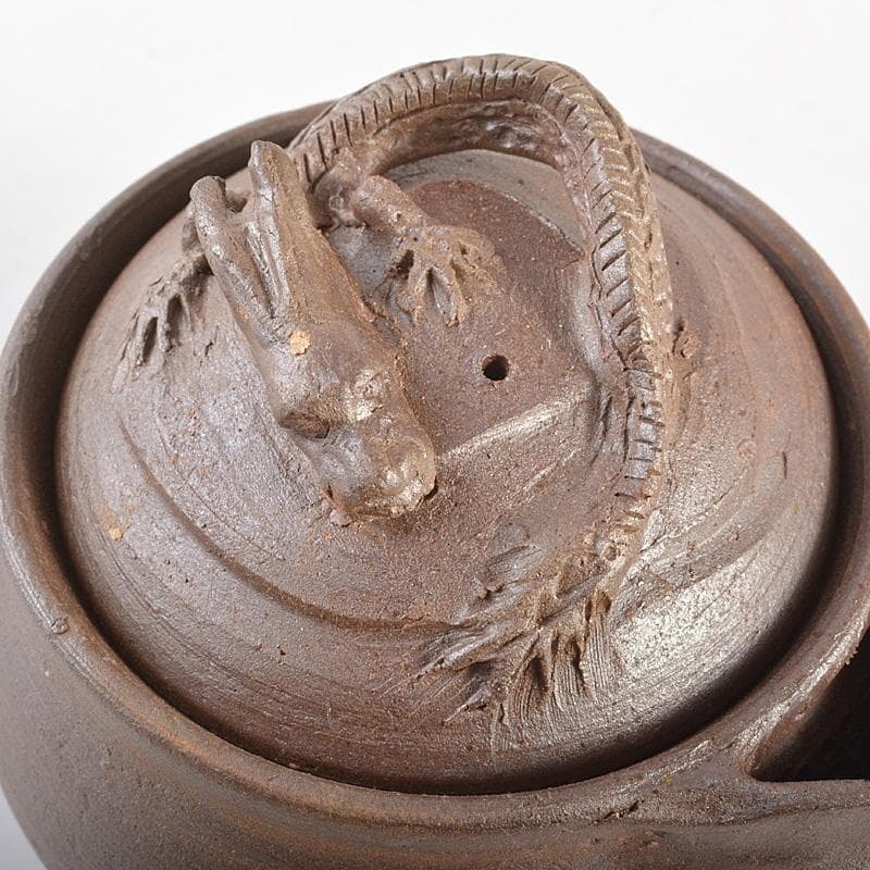 煎茶道具　備前焼　緒方一輝作　宝瓶　共布共箱　M　R7490