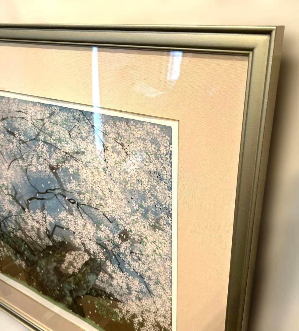 正規品激安）中島千波『淡墨桜』シルクスクリーン絵画版画