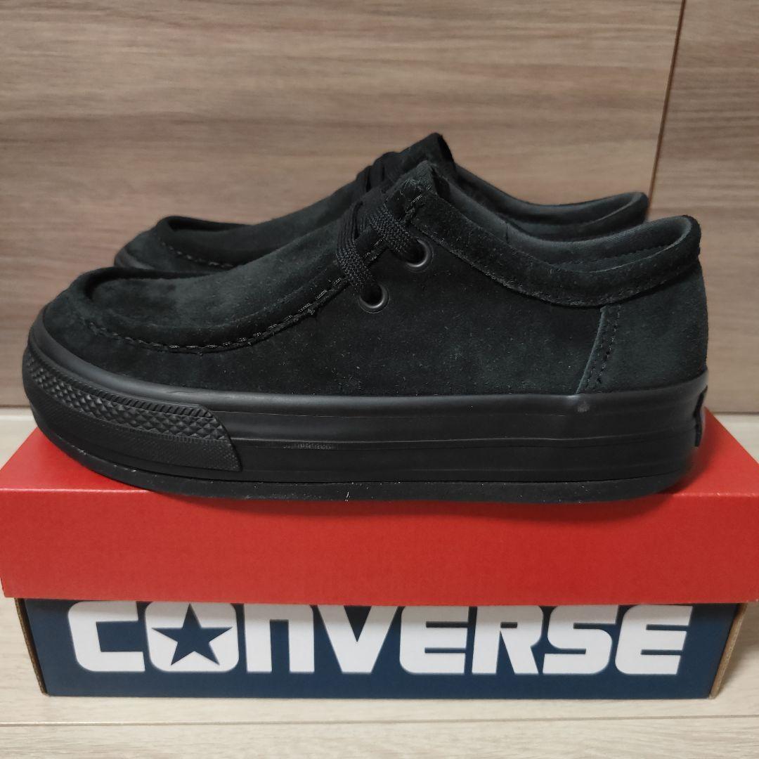 新品未使用28.0cm CONVERSE本革スエード モカシンスニーカー 黒