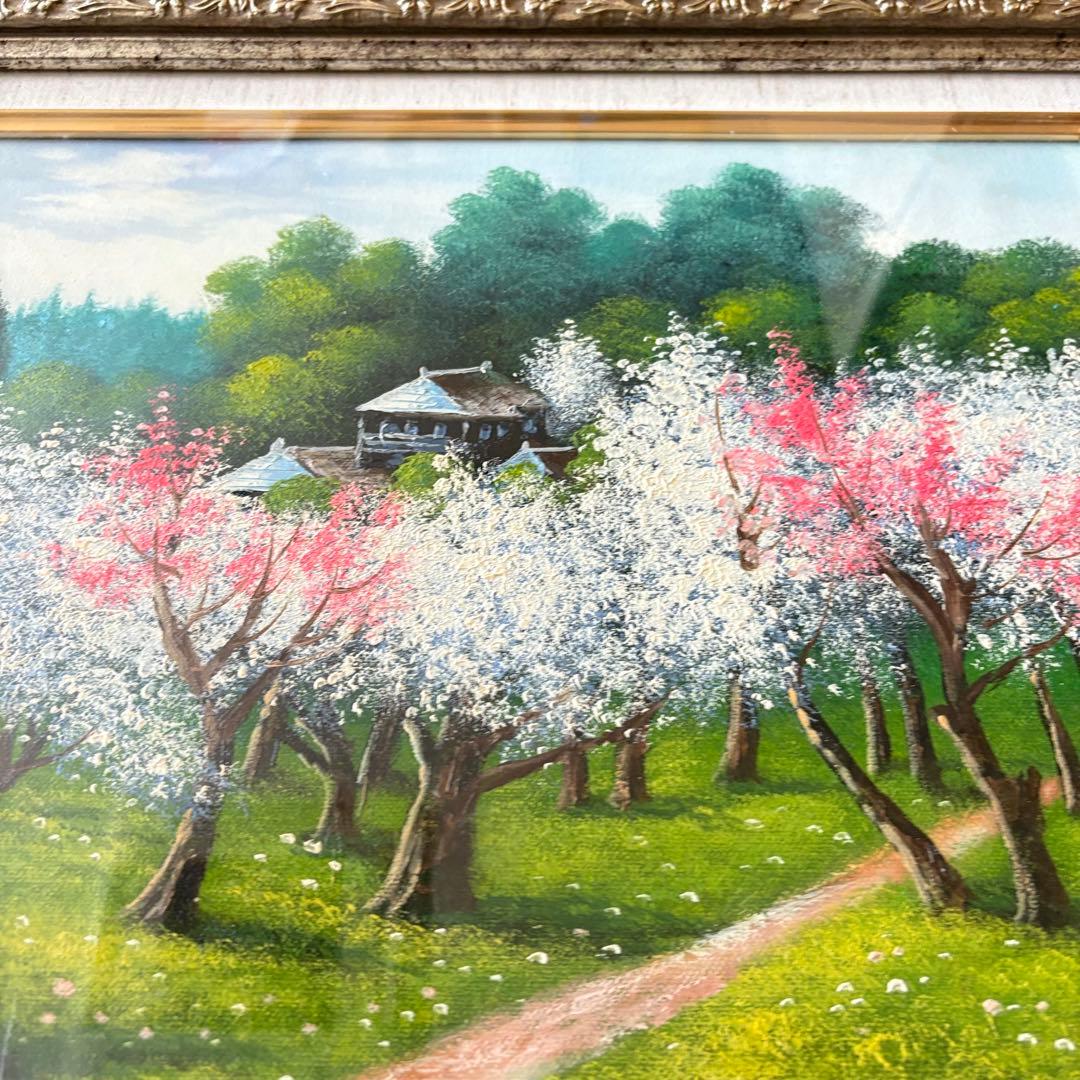 井深千代子 油彩 額装 桜 油絵 油画 絵画 B