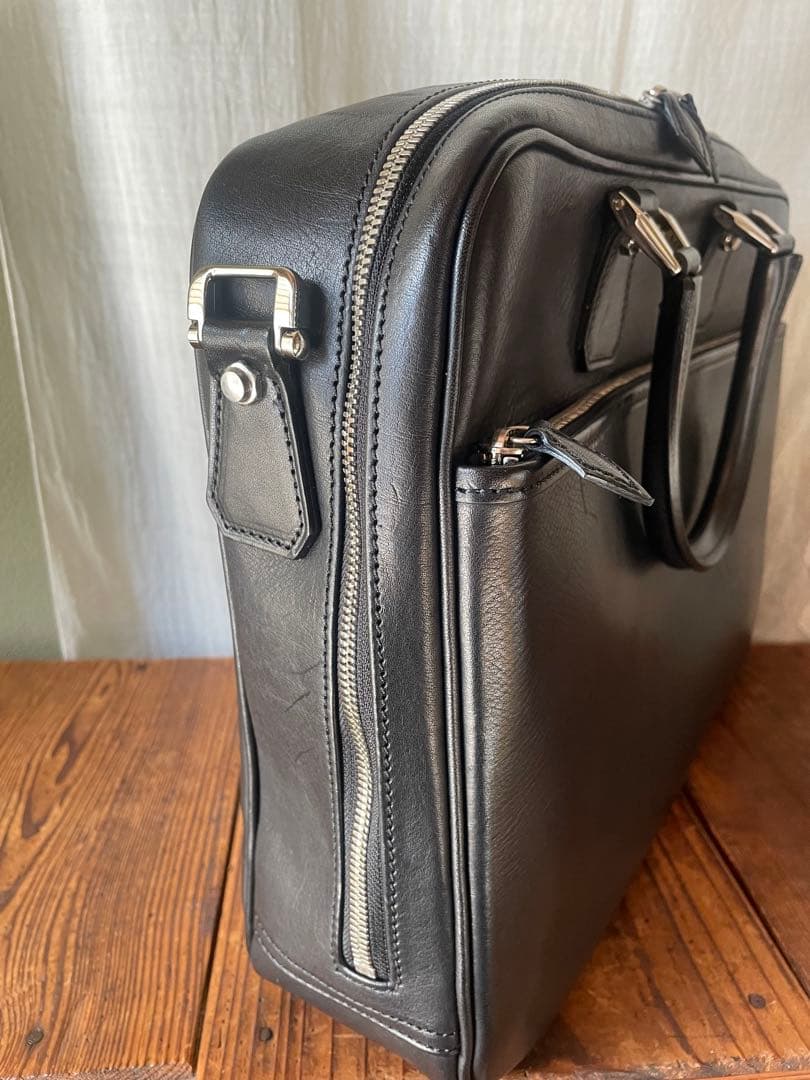 【未使用】万双　双鞣和地 シングルブリーフケース　ブラック　黒