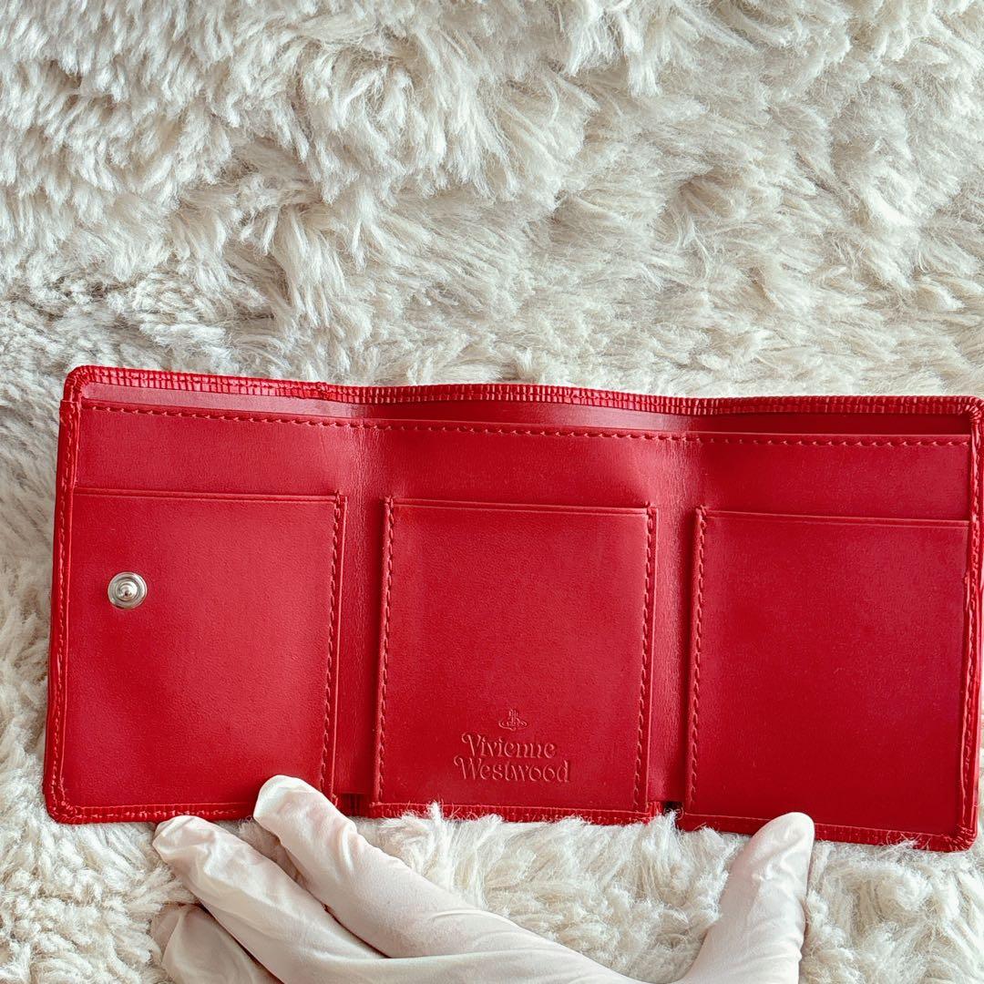ヴィヴィアンウエストウッド 財布 三つ折り レッド オーブ ミニ財布 赤 レザー