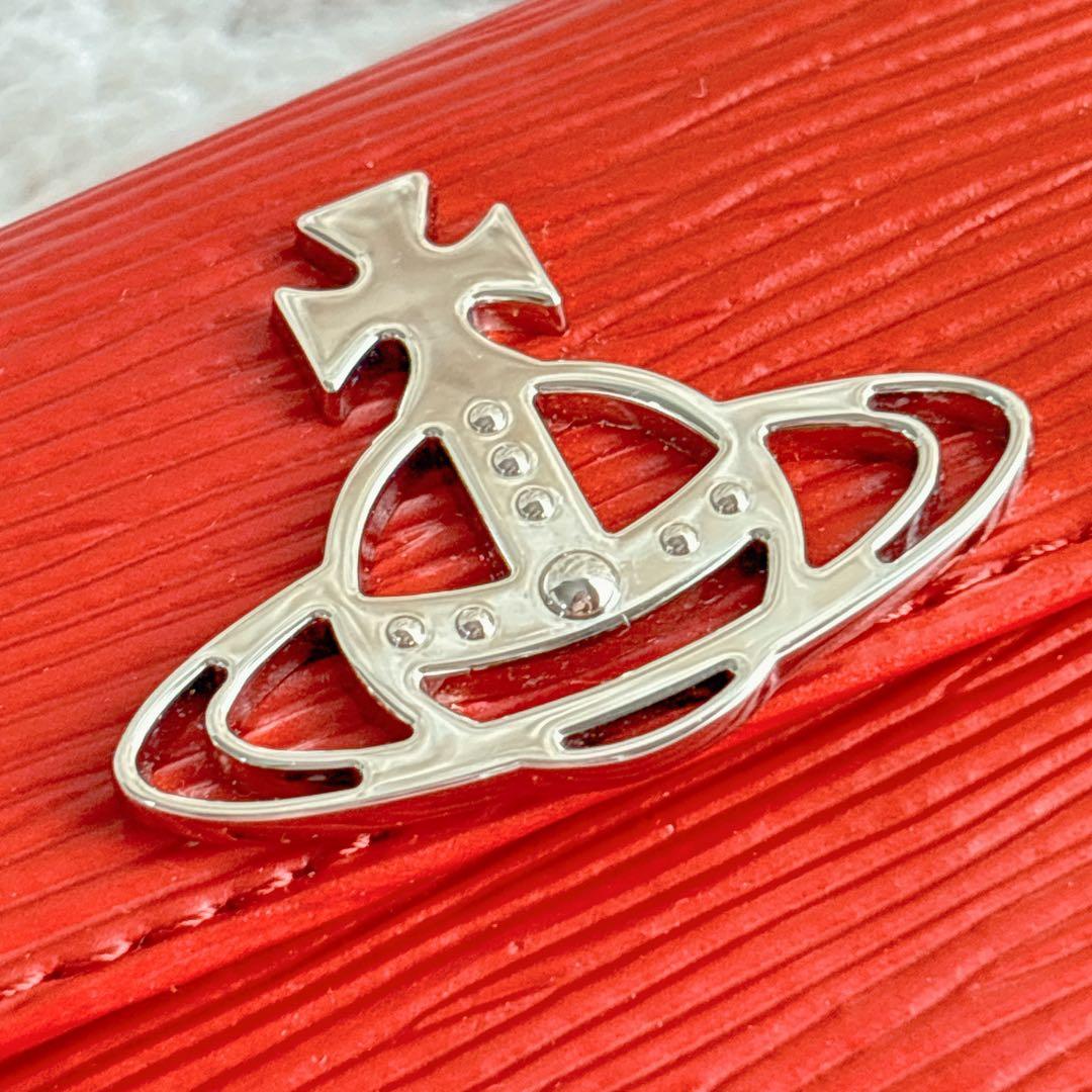 ヴィヴィアンウエストウッド 財布 三つ折り レッド オーブ ミニ財布 赤 レザー