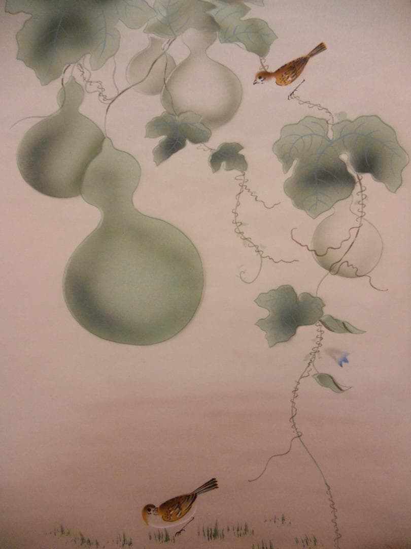 掛け軸 芸堂 瓢箪之図 開運六瓢 病魔退散 絹本 希少 軸装 茶道具 掛軸 美品