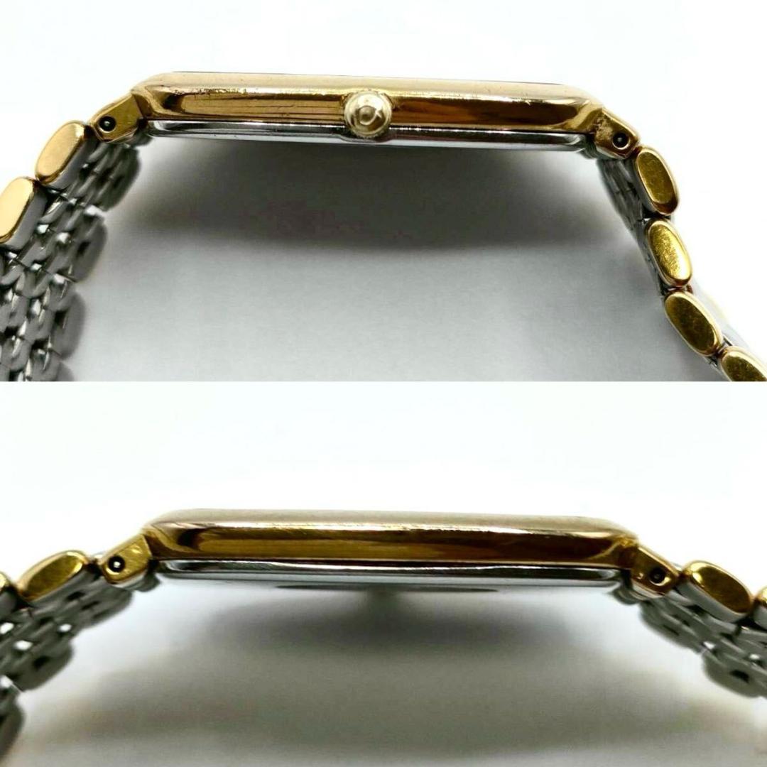 稼働品 OMEGA DeVille スクエア ゴールド文字盤 クォーツ コンビ