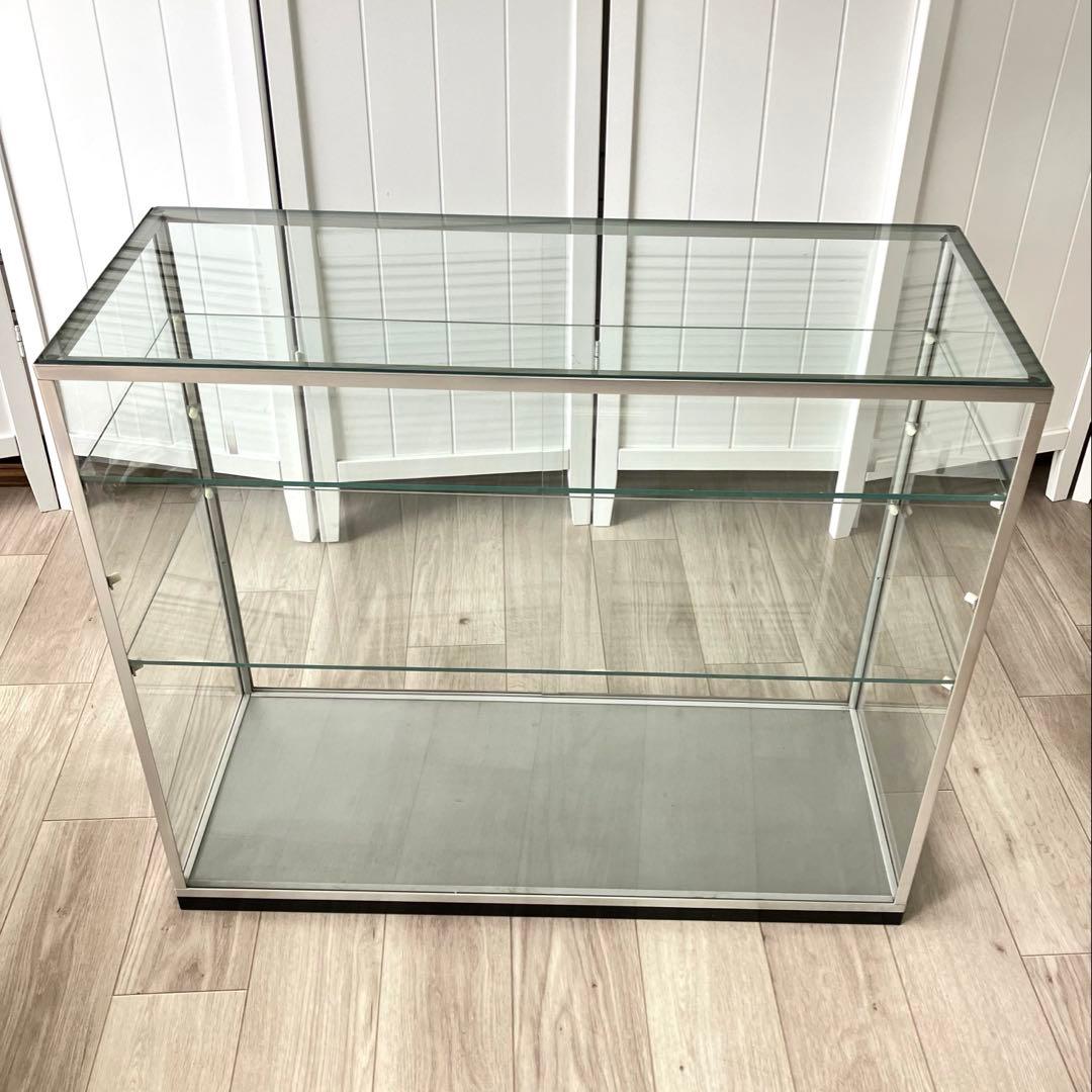 NISSIN アルミ 昭和レトロ ガラスショーケース 2段 ディスプレイ