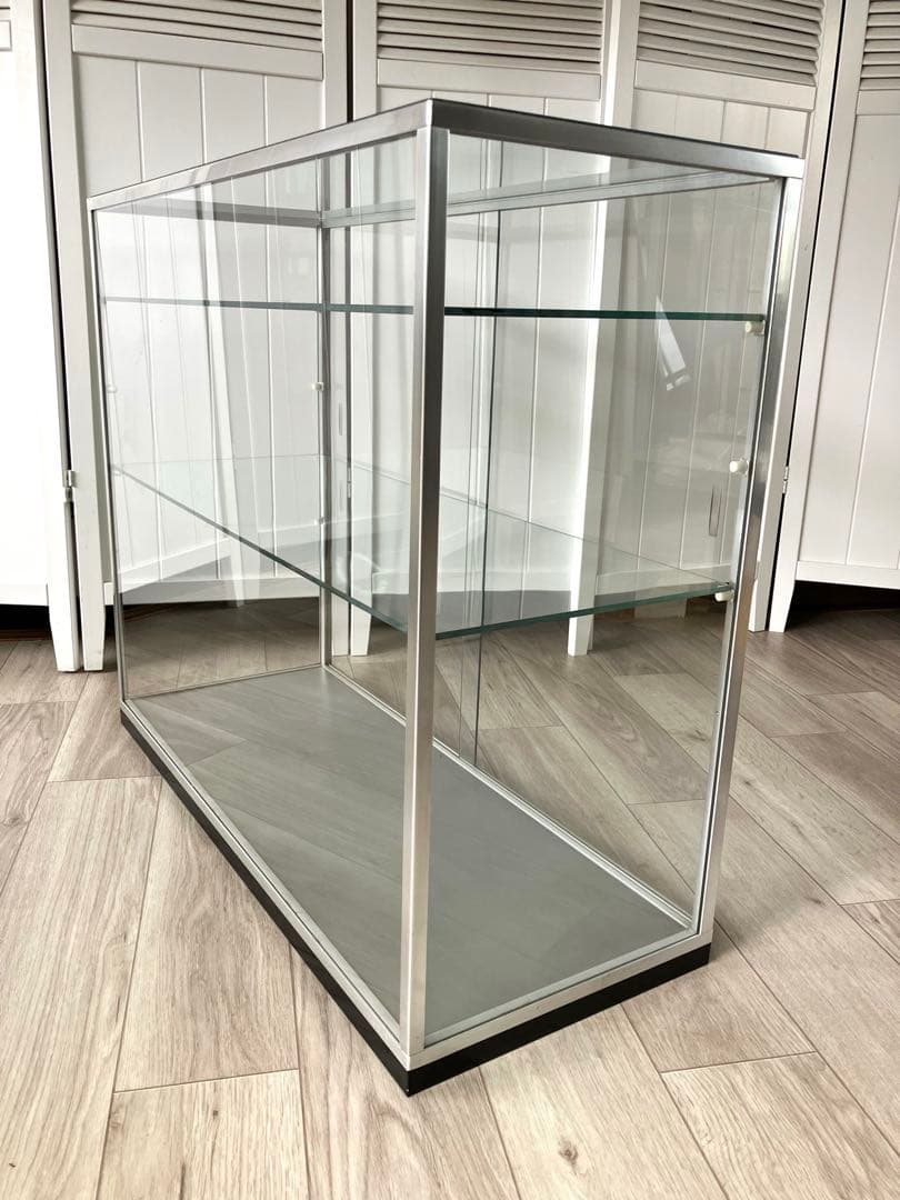 NISSIN アルミ 昭和レトロ ガラスショーケース 2段 ディスプレイ