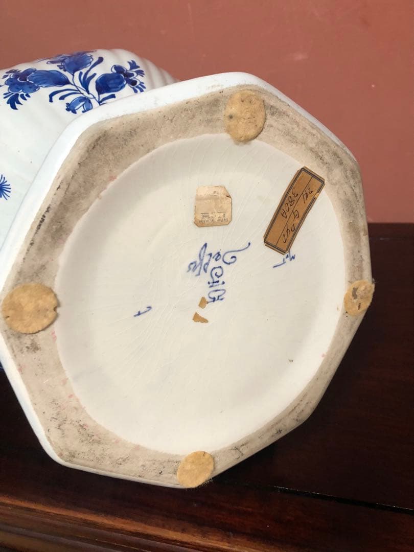 最終価格　存在感抜群の特大時代物デルフト染付花瓶